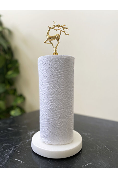 Modestmar Doğal Mermer Havluluk Pirinç Geyik Detaylı Gold Mrm0079