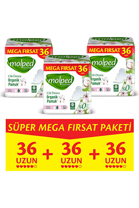 Molped Pure Soft Mega Fırsat Uzun Ultra 36 Lı X 3 Adett
