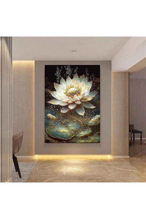 TRADE AYS Özel Tasarım Sarı Lotus Çiçeği HD Kalite Kanvas Tablo /005-e