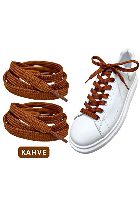 ipekbazaar Exclusice 120 Cm Kahve Yassı Spor Ayakkabı Bağcığı, Çift Katmanlı Örgülü Sneakers Bağcık, 1 Çift