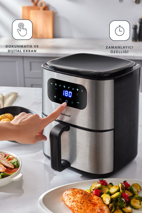 HOMEND Airfrday 2503h 8 Farklı Program Dokunmatik Ekran 4,2 Litre Smart Airfryer (Wİ-Fİ İLE KONTROL)