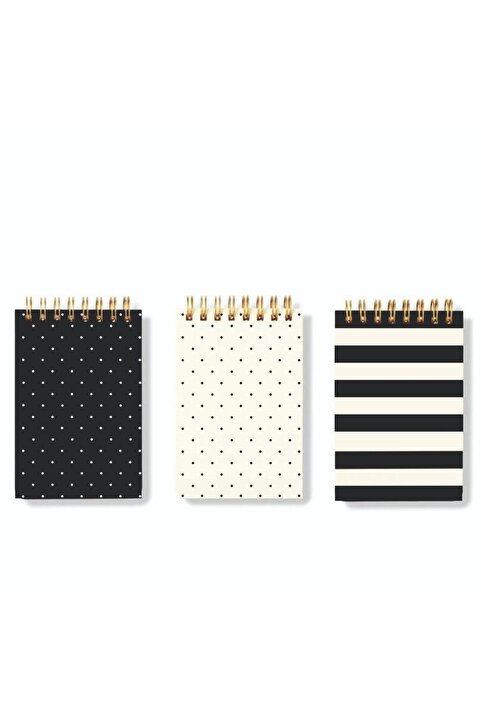 AKILLICA 3'lü Çizgisiz Defter Seti Bloknot 8x16 Cm Black White