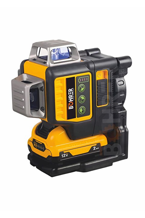 BÖHRER Böhr Bh089g 12 Satır Lazer Seviyesi 12v Pil 3 Taraf * 360 Derece Dikey Yatay Yeşil Işık Seviye Ölçer