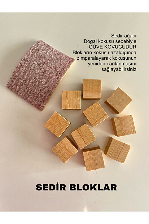 MSAĞWOODS DOĞAL GÜVE KOVUCU SEDİR AĞACI 12'Lİ KÜP DOĞAL NAFTALİN ALTERNATİFİ NEFES AÇAR