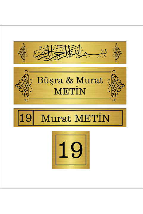 ALFA REKLAM AJANSI 4 LÜ SET KAPI İSİMLİĞİ GOLD METAL ÜZERİ BASKI