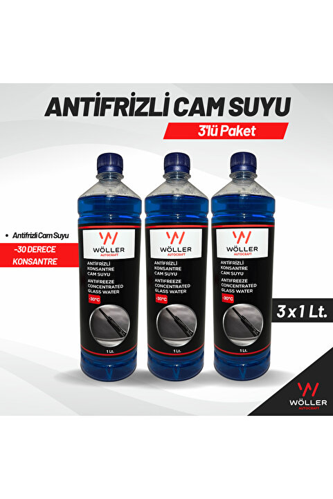 Wöller Oto Cam Suyu Antifrizli Cam Suyu Konsantre -30 Derece 3 Adet X 1 Lt.