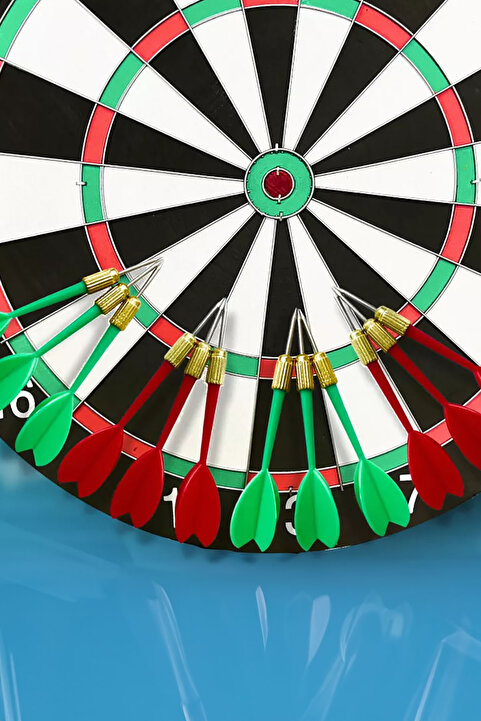 TechnoStation Büyük Boy Dart Seti 17'' Dart Hedef Tatası 4 Oklu Eğlence Seti