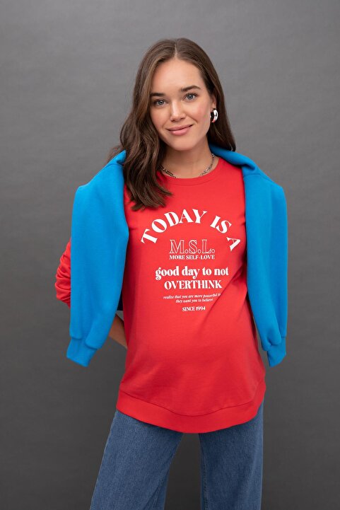 Defacto Regular Fit Baskılı Hamile Sweatshirt Z2646az22wn