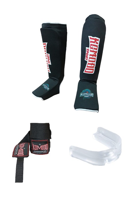 KOMODO SPORT Kick Boks & Muay Thai Bez Kaval Ayaküstü Koruyucu,3,5 M Bandaj ve Dişlik