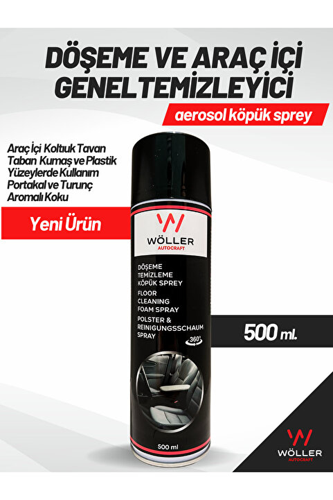 Wöller Oto Döşeme Temizleyici ve Araç İçi Temizleyici Köpük Sprey 500 Ml.