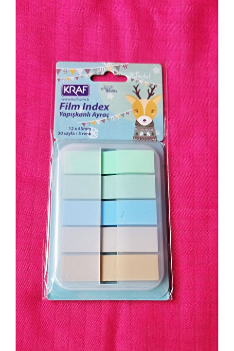 Modellino 5 Renk 30 Sayfa 12x45mm Yapışkanlı Kraf Geyikli Kitap Ayracı Film İndex