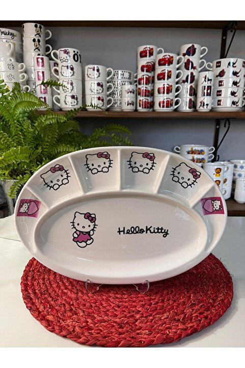 TEBAK COLLECTION 7 BÖLMELİ HELLO KİTTY KAHVALTI TABAĞI
