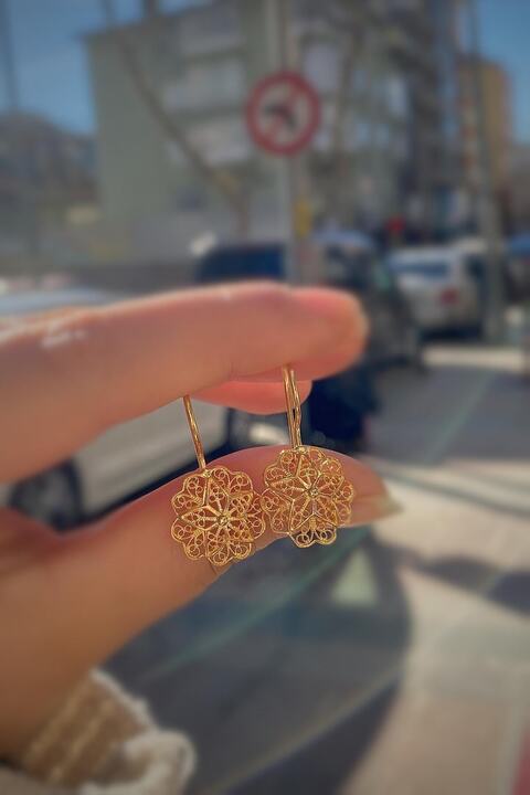 Erer Gümüş Gümüş Telkari Model Taşsız Anne Küpesi