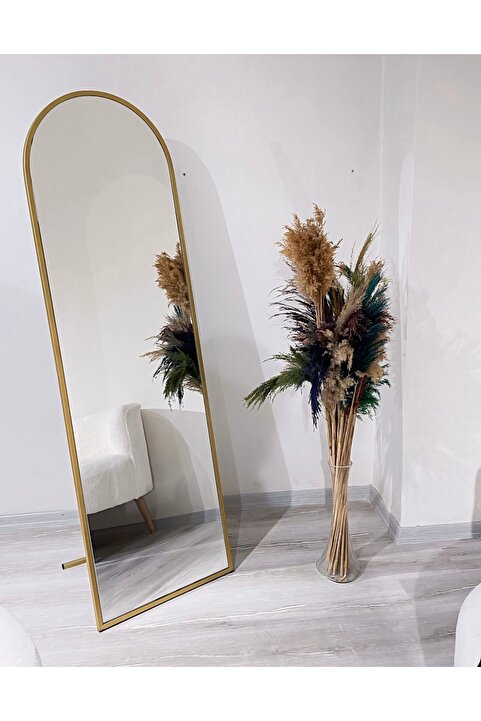 Ersan Dizayn 50X160 cm Gold Oval Ayaklı Boy Aynası Metal Çerçeve