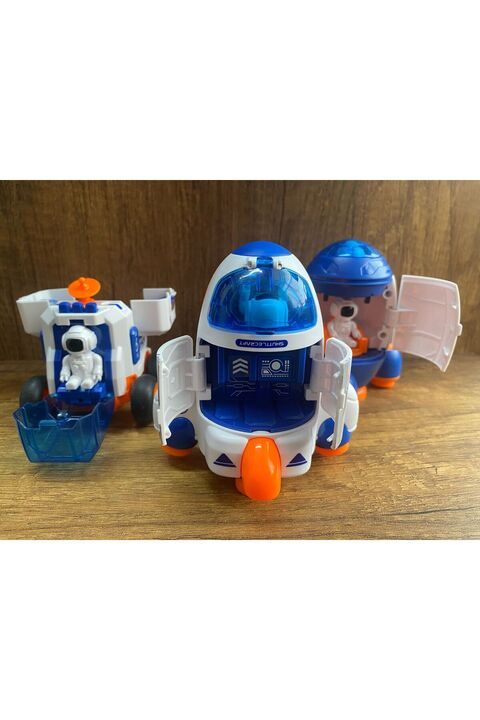 scntoys Uzay İstasyon Oyuncağı 3 lü Set Oyuncak Roket Uzay Mekiği Uzay Aracı Ay Taşıtı Astronot