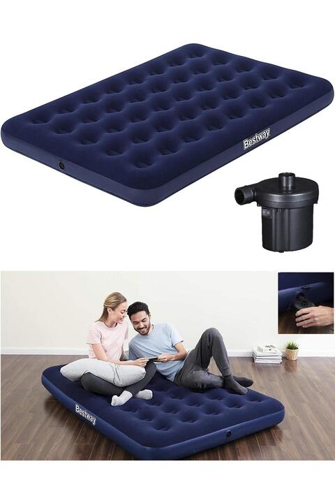 Bestway Çift Kişilik Şişme Yatak - Araba Çakmaklıklı Pompa 191cm X 137cm X 22cm