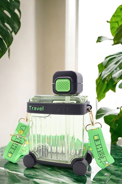 M&B WATER BOTTLE Valiz Tasarımlı Renkli Matara 650 ml - Pipetli Askılı Kırılmaz Çocuk Okul Suluğu (BPA FREE)