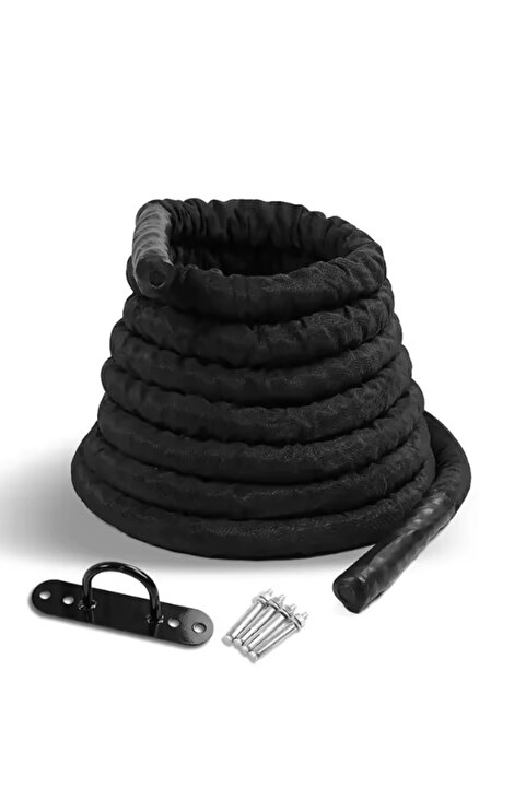 XTR Fitness Crossfit Halatı Battle Rope 12 Metre 38 mm Siyah Kılıf Korumalı