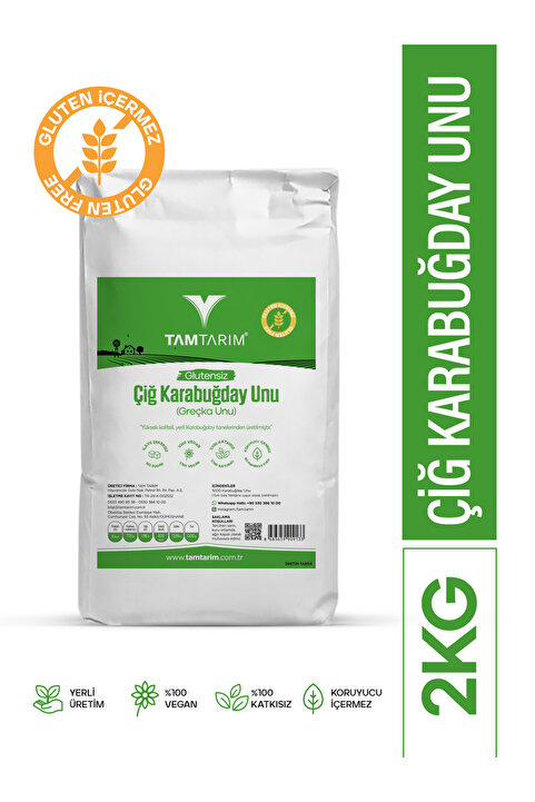 Tam Tarım Glutensiz Çiğ Karabuğday Unu 2 Kg