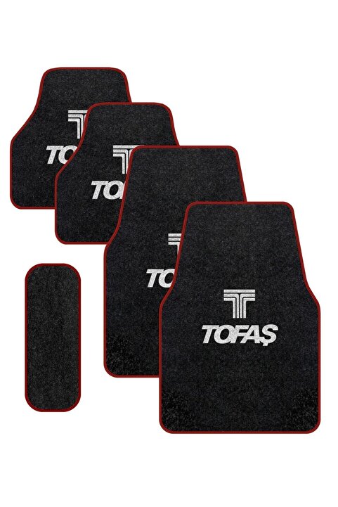 ototuningmerkezi Oto Paspasları Tofaş Füme Halı Kırmızı Biyeli Paspas Takımı (universal) 8351seri