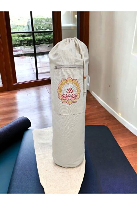 shules collection LOTUS  Nakişli Mat Taşıma Çantası- Pilates- Yoga- Spor Matı- Spor Çanta- Mat Çanta -büzgülü