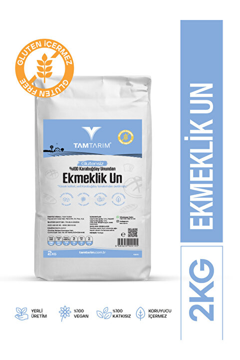 Tam Tarım Glutensiz %100 Tam Çiğ Karabuğday Unundan Ekmeklik Un 2 Kg
