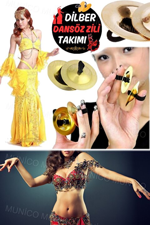 Munico Eğlenceli Sxy Eğlenceli Pavyon Parmak Zili Dansöz 4 Parça Dilber Dansöz Zili Şık Şık Fantezi Zil Set