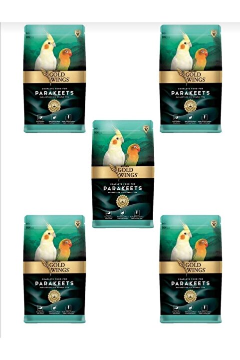 Gold Wings Premium Paraket, Sultan Ve Cennet Papağanı Yemi 1 Kg X 5 Adet