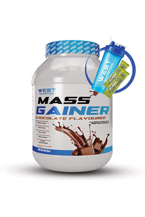 West Nutrition Mass Gainer Karbonhidrat Tozu 3000 g 30 Servis Çikolata Aromalı ve Shaker