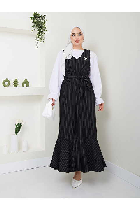 VOLT CLOTHİNG Kadın Çizgili Jile Elbise