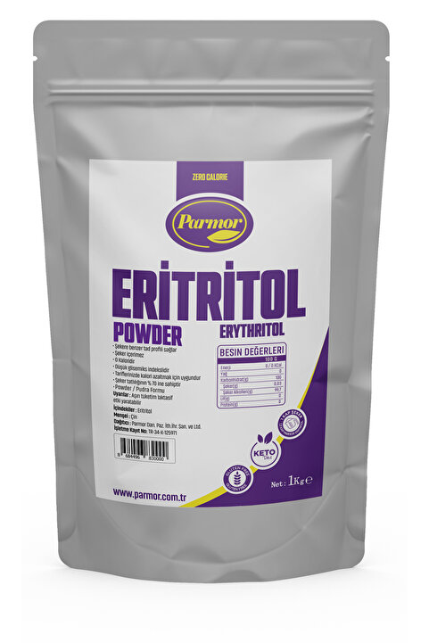 PARMOR Pudra Eritritol 1 kg (Erythritol Powder) - Kalorisiz Pudra Şekeri Alternatifi / Ketojenik & Vegan