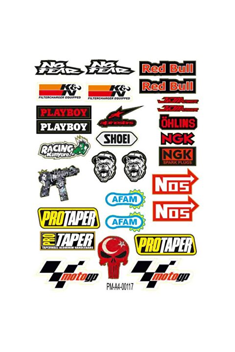 PROMOT NOFEAR TEMALI  EKİPMAN KASK MOTORSİKLET OTO BİSİKLET STİCKER SETİ 1