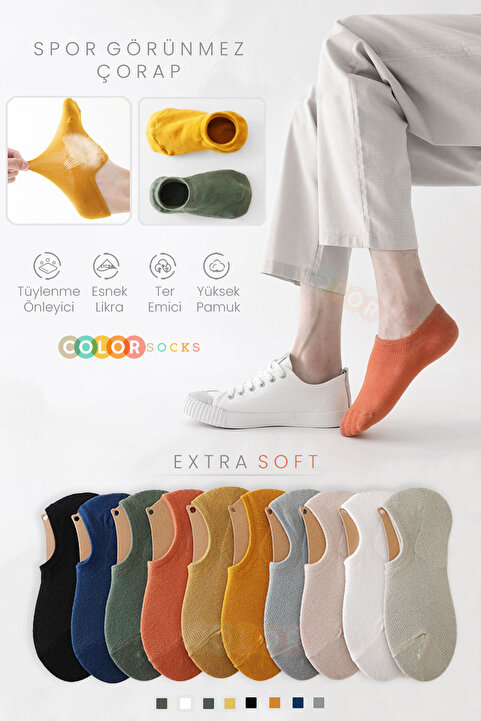 Color Socks 7 Çift Erkek Sneakers Yazlık Spor Çorap Seti (NEFES ALABİLEN)