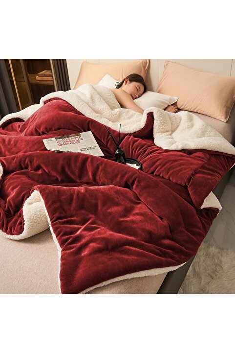 Mulberry Sherpa Polar Battaniye Çift Taraflı Tek Kişilik 160x220 cm