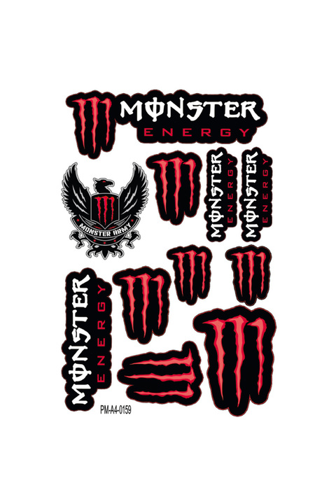 Genel Markalar MNSTER ENERGY TASARIMLI EKİPMAN A4 EBATI KASK GRENAJ MOTORSİKLET STİCKER SETİ 03