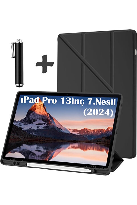 m.tk moveteck İpad Pro 7. Nesil 13" Uyumlu Kılıf Kalem Bölmeli Standlı Yumuşak Silikon Tablet Kılıfı A2837 A2926