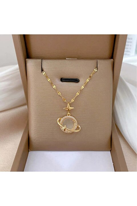 HKN AVM ACCESSORİES OPAL YILDIZ GEZEGEN KOLYE 14 Şubat Sevgililer Günü Hediyesi