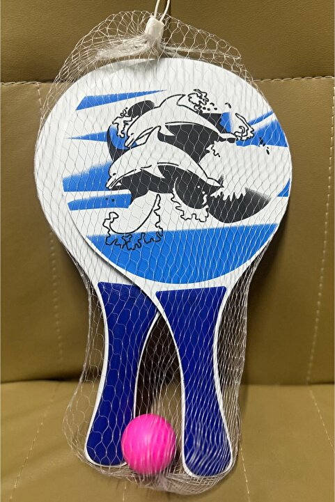 CARNIVAL LAND beach ball sahil havuz ahşap plaj tenis raketi ve kaliteli top fileli set (2 RAKET + 1 TOP)