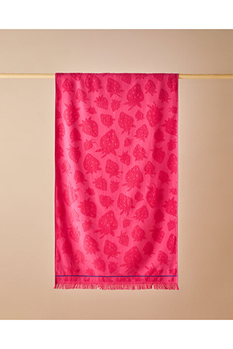 English Home Sweet Strawberry Pamuklu Plaj Havlusu Fuşya