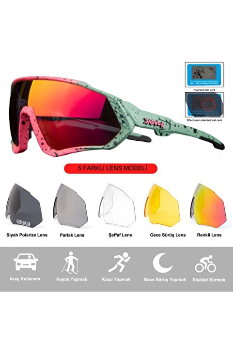 KAPVOE Storm Değişebilir 5 Lens Mtb Polarize Bisiklet Spor Dağ Kayak Gözlüğü