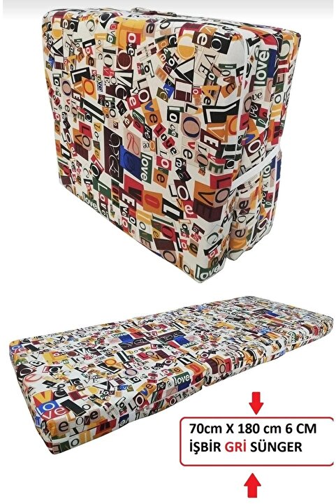 Mor Minder Katlanır Kamp Yatağı Çadır Yatağı 70x180 6 Cm Işbir Gri Kalın Sünger Love Model