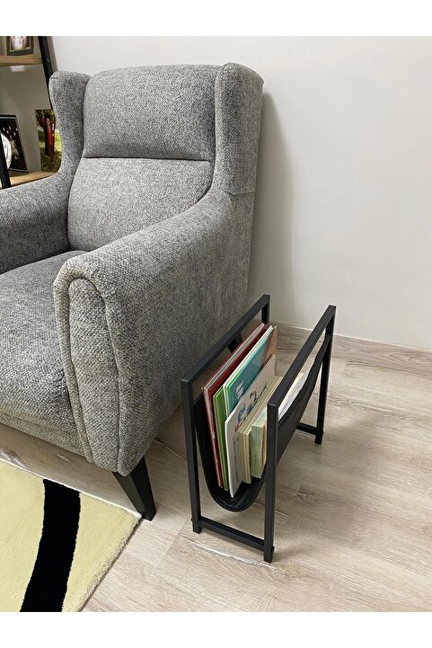 TRIA HOME Mercan Koltuk Yanı Dergilik/Gazetelik/Kitaplık (Siyah)
