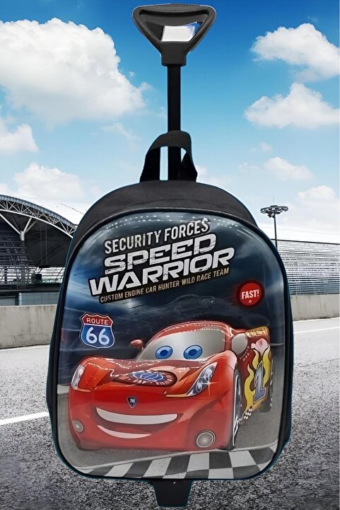 Tezzgelsin Çekçekli Anaokulu Günlük Kullanım Cars Şimşek Mcqueen Baskılı Tekerli Seyahat Valizi Okul Çantası