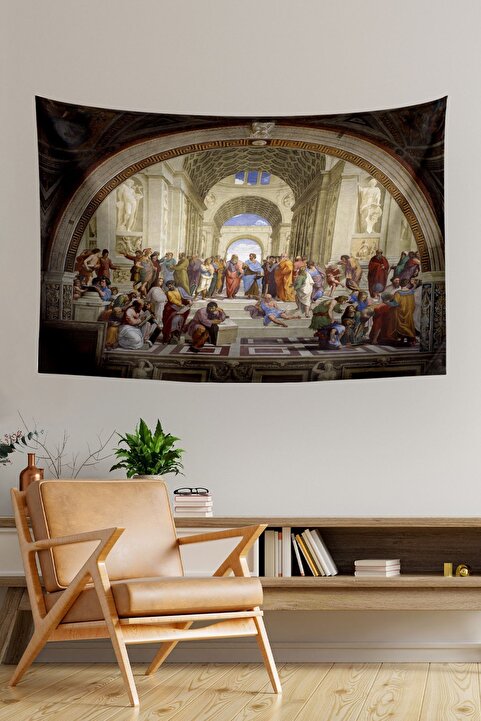 Vagonik Atina Okulu Raffaello Sanzio Tablosu Duvar Örtüsü Halısı 70x100, 100x140, 140x200