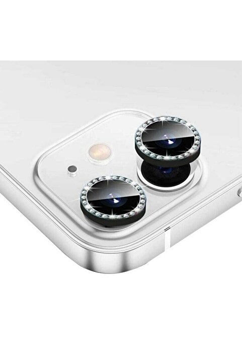 KVK PRİVACY Iphone 11 / Iphone 12 /iphone 12 Mini Uyumlu Siyah Taşlı Kamera Lensi Koruyucu