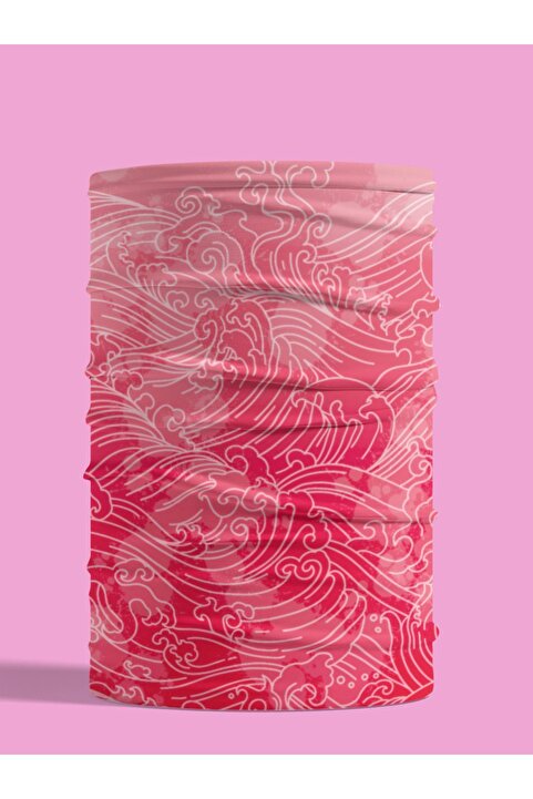 LU&MA Pembe Dalga Desenli Unisex Buff Boyunluk – Bandana, Maske, Saç Bandı, Motosiklet & Outdoor