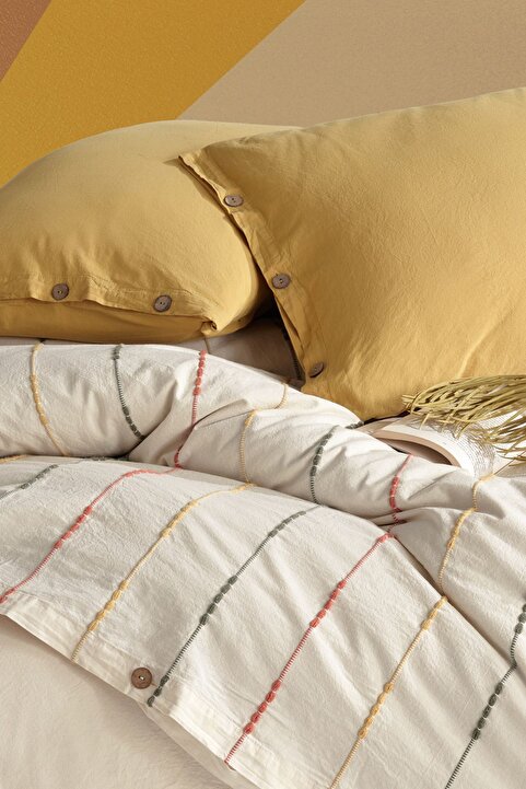 Macas Home Iris %100 Pamuklu Yıkamalı İpliği Boyalı Vintage Battal Boy Nevresim Takımı 240*220 IRSKT