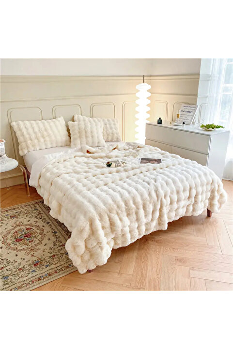 baladı home ev tekstil home collection kalın peluş yatak örtüsü tek kişilik ( set iki parça ) battaniye 155 x 200 cm   +1 adet yastik kilif