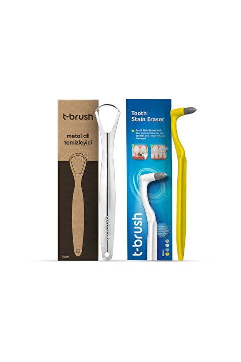 TBRUSH Paslanmaz Çelik Dil Temizleyici / Dil Sıyırıcı & Beyazlatıcı ve Diş Silgisi