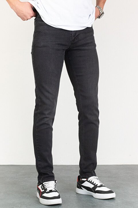 HLT JEANS Jeffrey Taşlamalı Slim Fit Antrasit Kot Pantolon